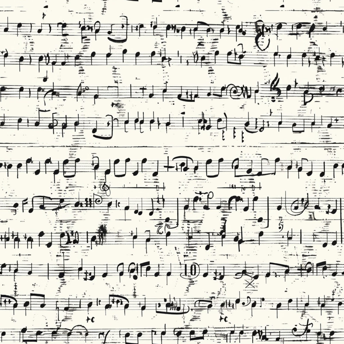 Daily Deal: Handwritten Music Pattern 11 Quilting Cotton Fabric - 45" x 1 Yard"