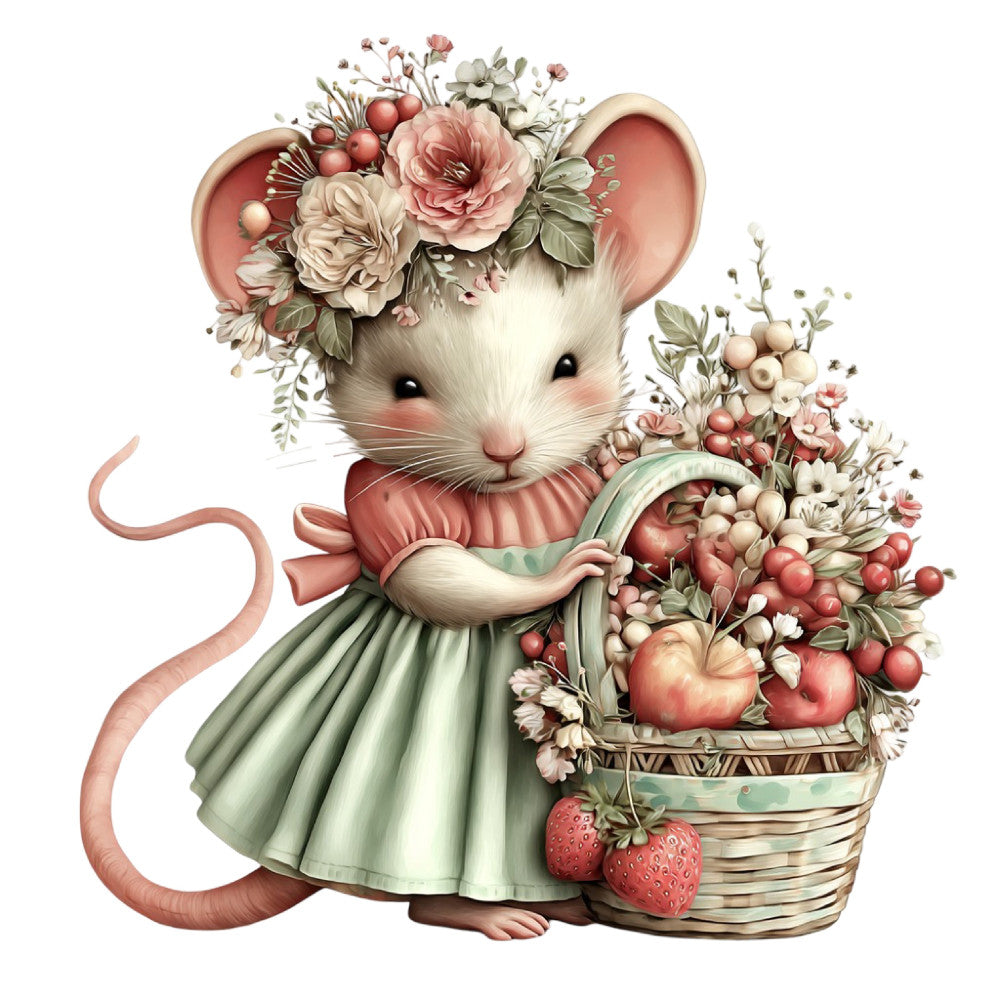 Summer Fruit Basket Animals Fabric Panel 30