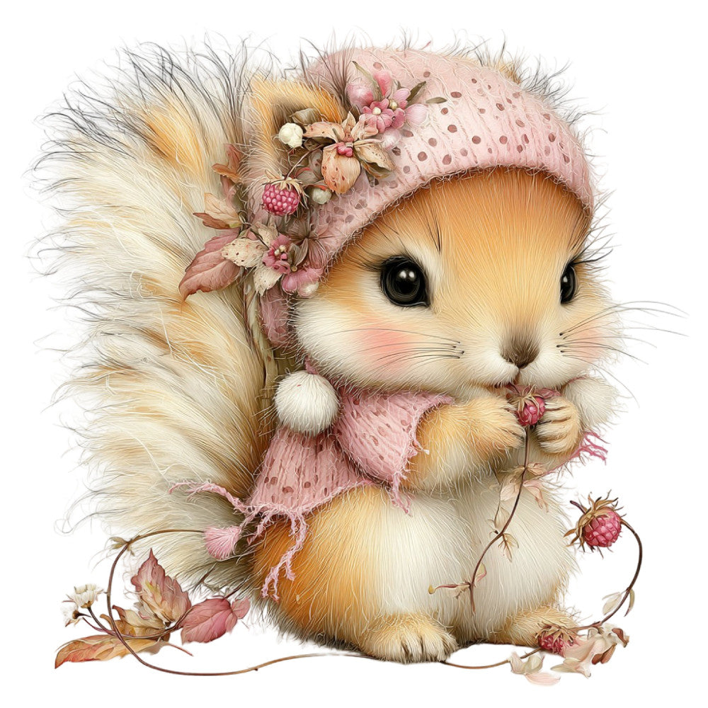 Whimsical Summer Squirrel Fabric Panel 25