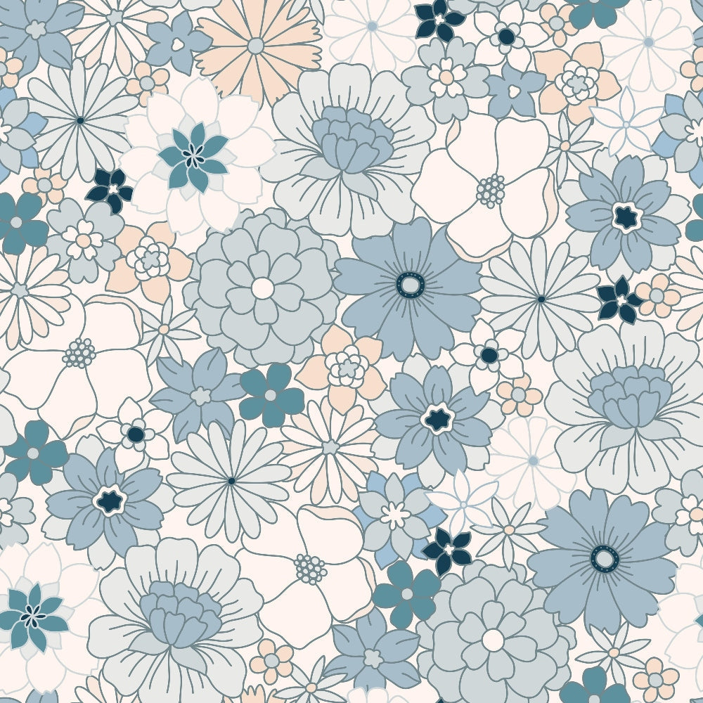 Daily Deal: Groovy Blue Boho Pattern 10 Quilting Cotton Fabric - 45" x 1 Yard"