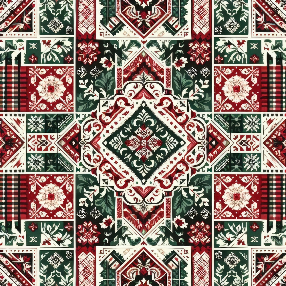 Daily Deal: Plaid Christmas Pattern 4 Quilting Cotton Fabric - 45" x 1 Yard"