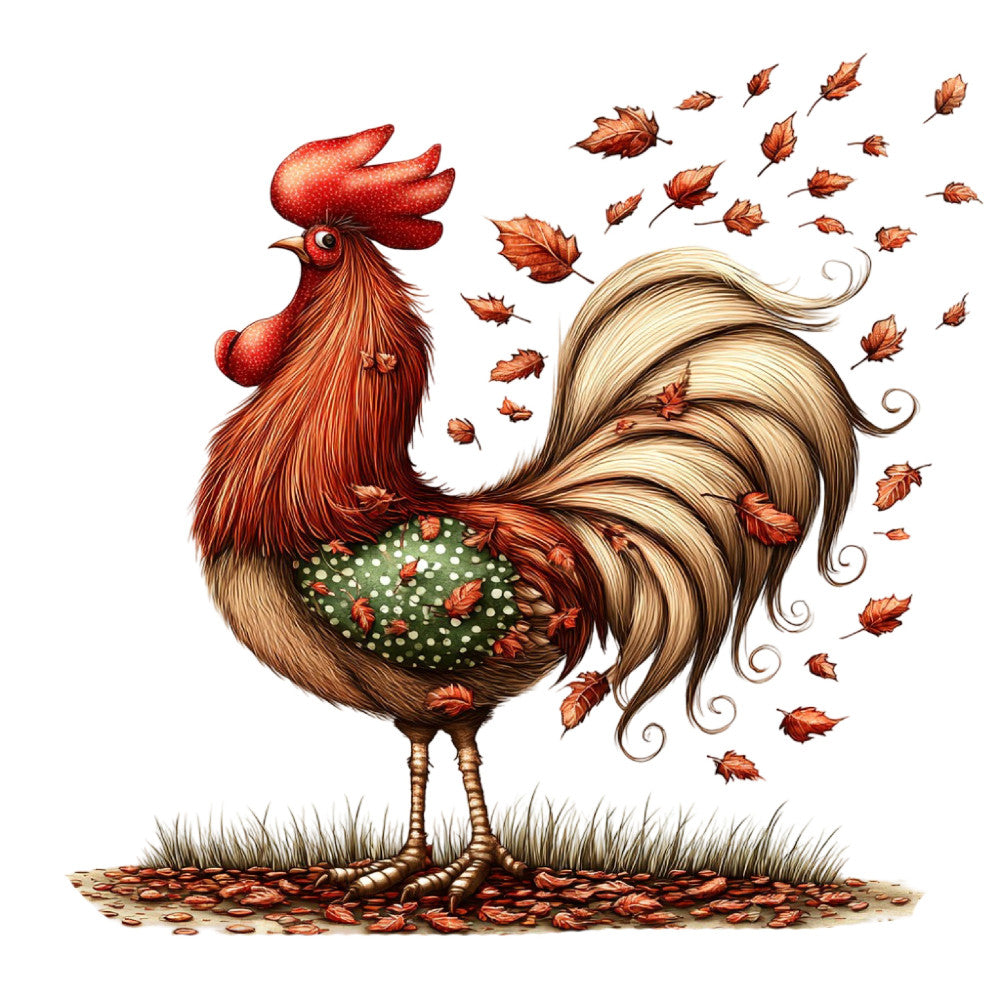 Whimsical Autumn Rooster Fabric Panel 20