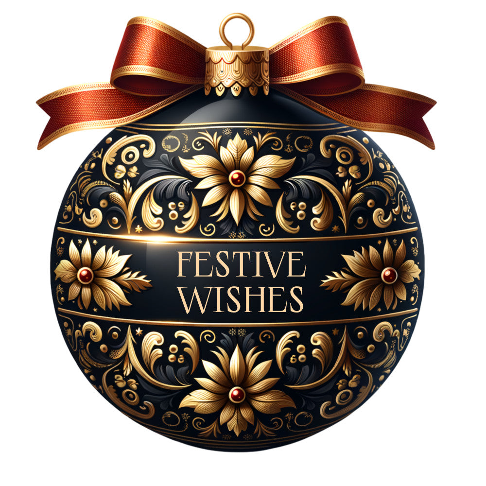 Elegant Christmas Ball Ornaments Fabric Panel 26