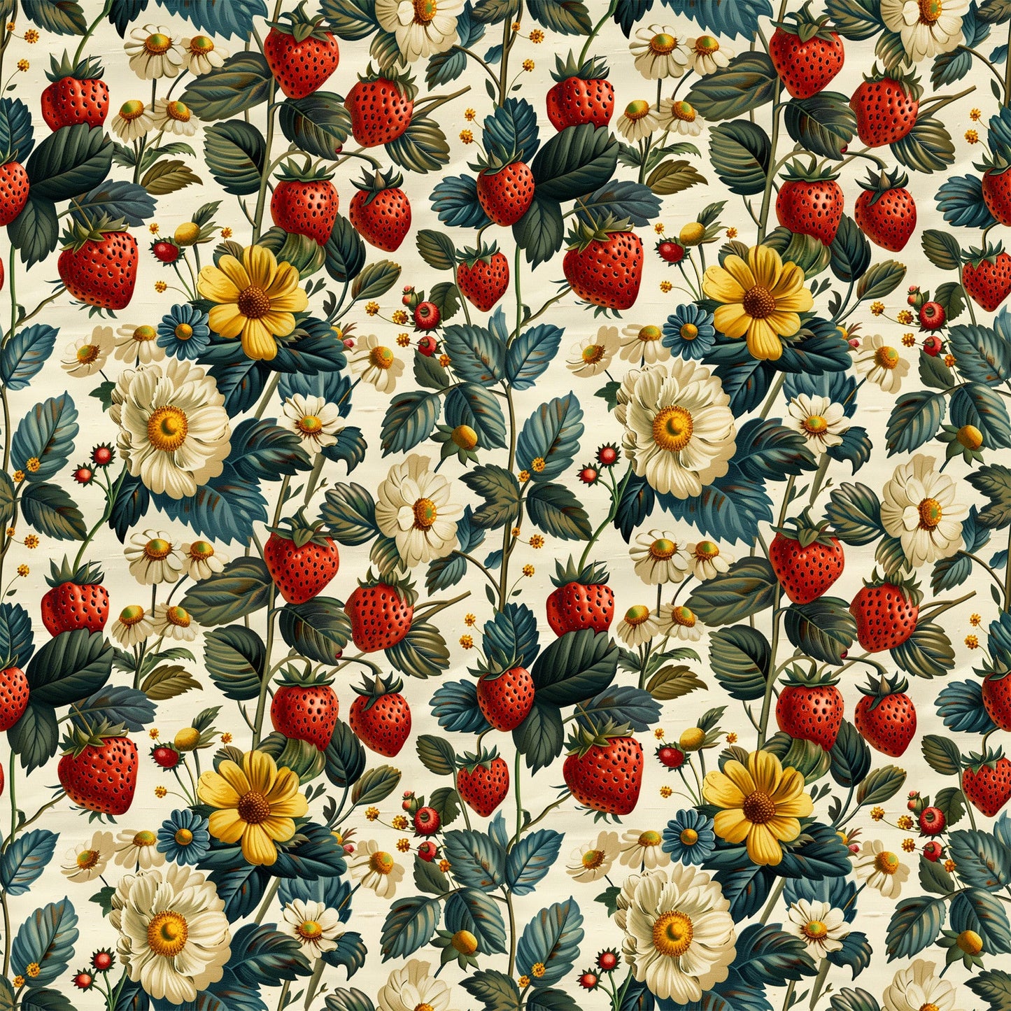 Daily Deal: Vintage Strawberries Pattern 12 Quilting Cotton Fabric - 118" x 1 Yard"