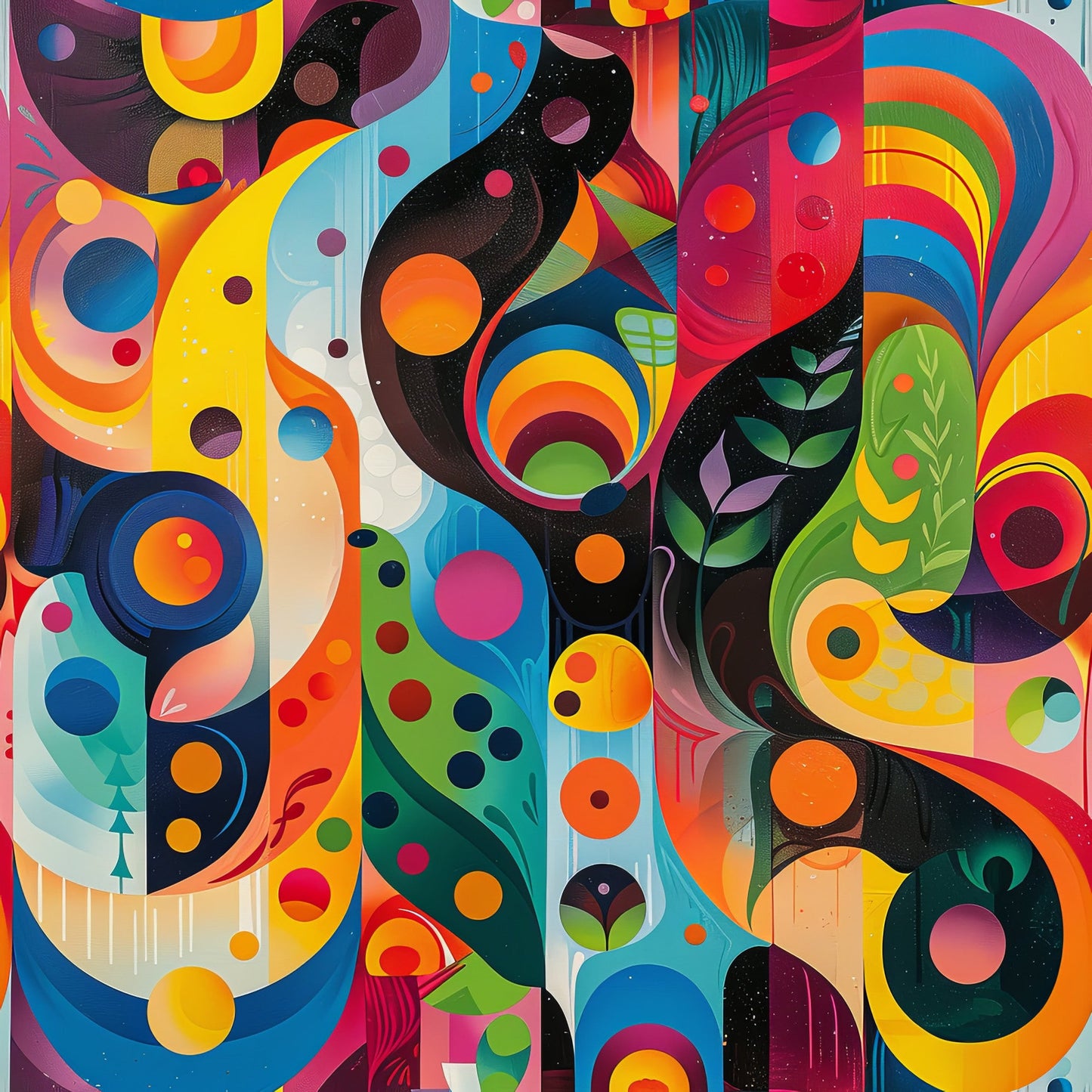 Daily Deal: Psychedelic Painting Pattern 2 Quilting Cotton Fabric - 45" x 1 Yard"