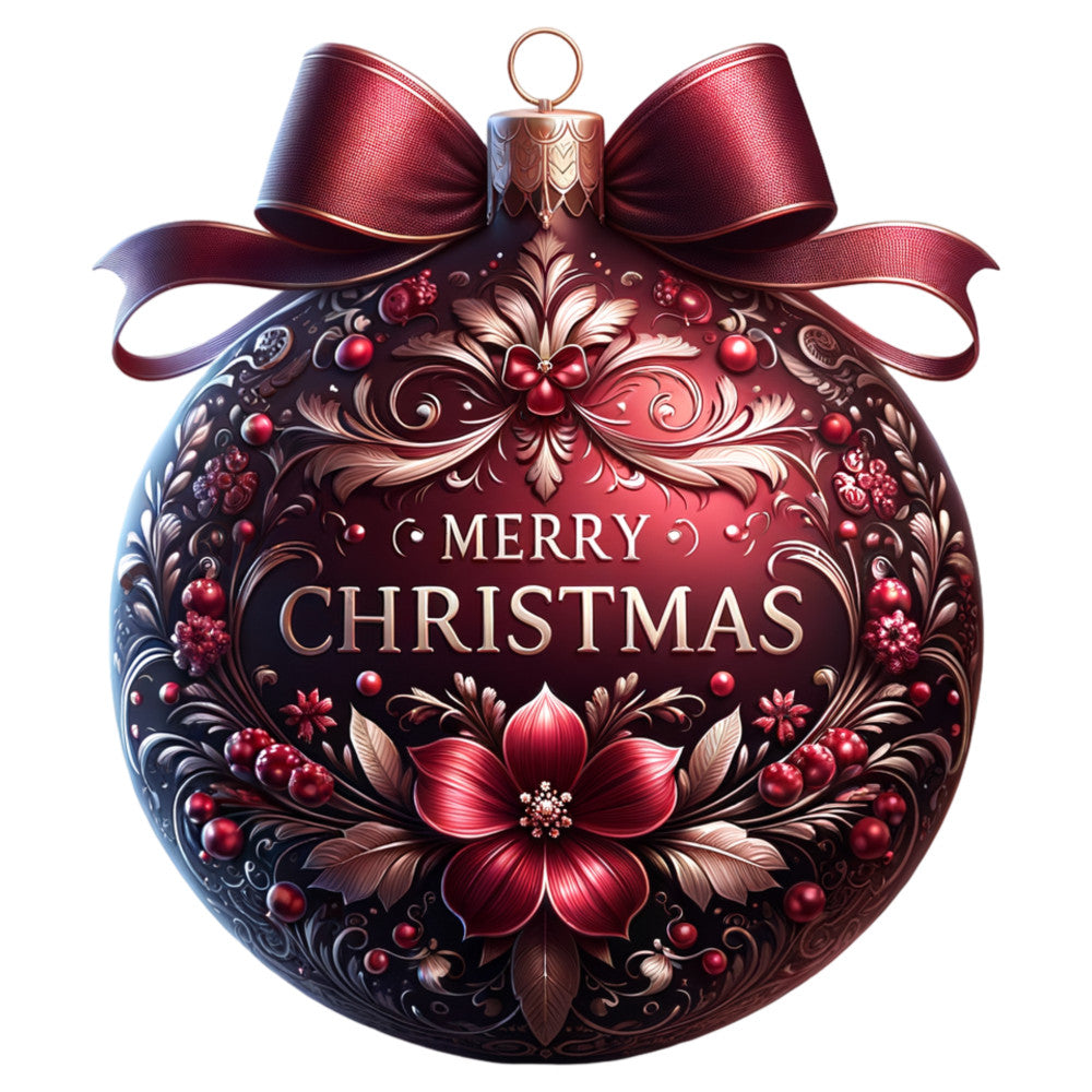 Elegant Christmas Ball Ornaments Fabric Panel 17