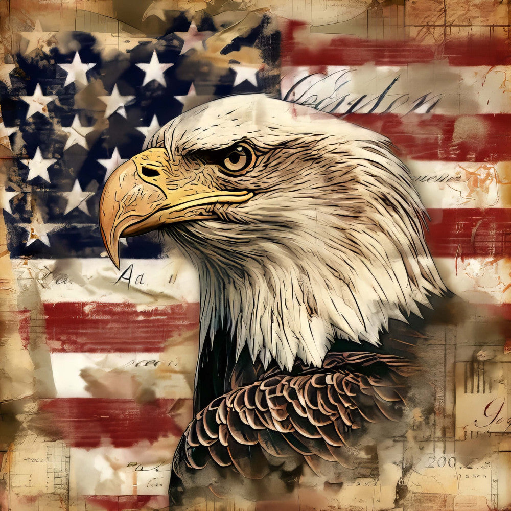 Vintage Patriotic Fabric Panel 27