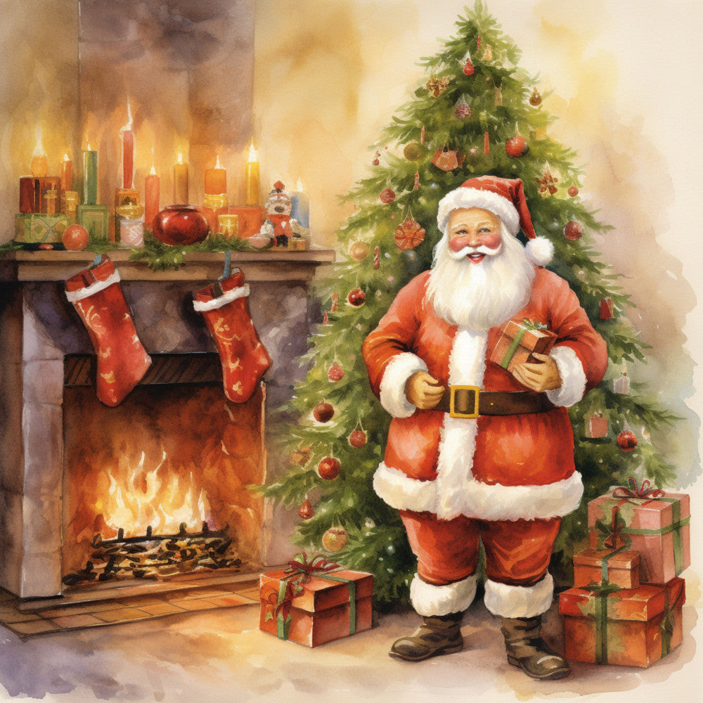 Santa Claus Christmas Scene Fabric Panel 27