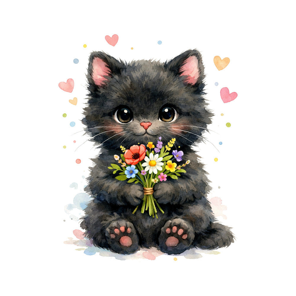 Black Spring Kitten Fabric Panel 7