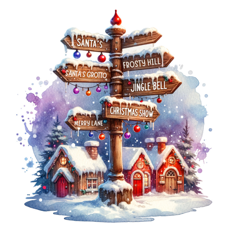 Christmas Signpost Fabric Panel 12
