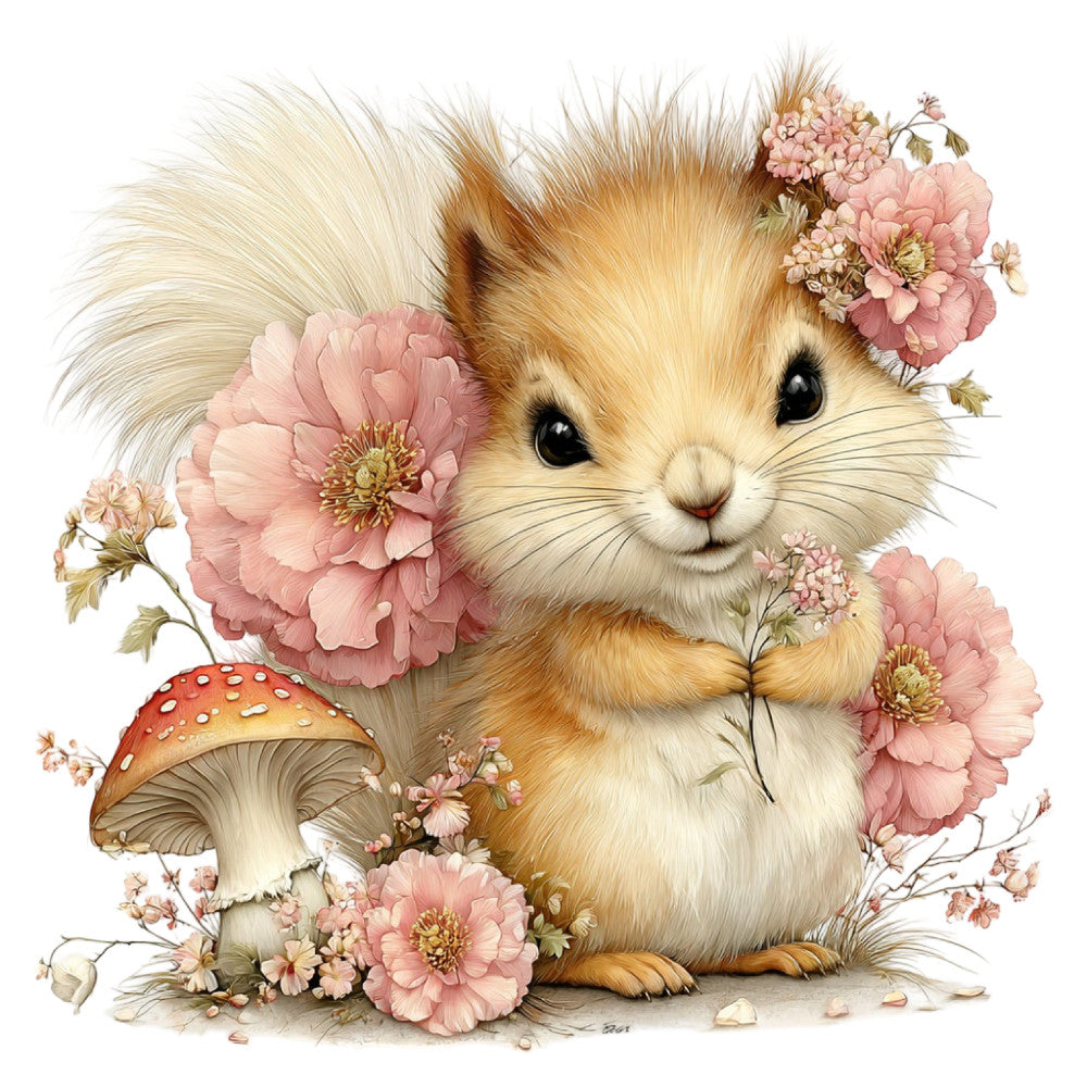 Whimsical Summer Squirrel Fabric Panel 20