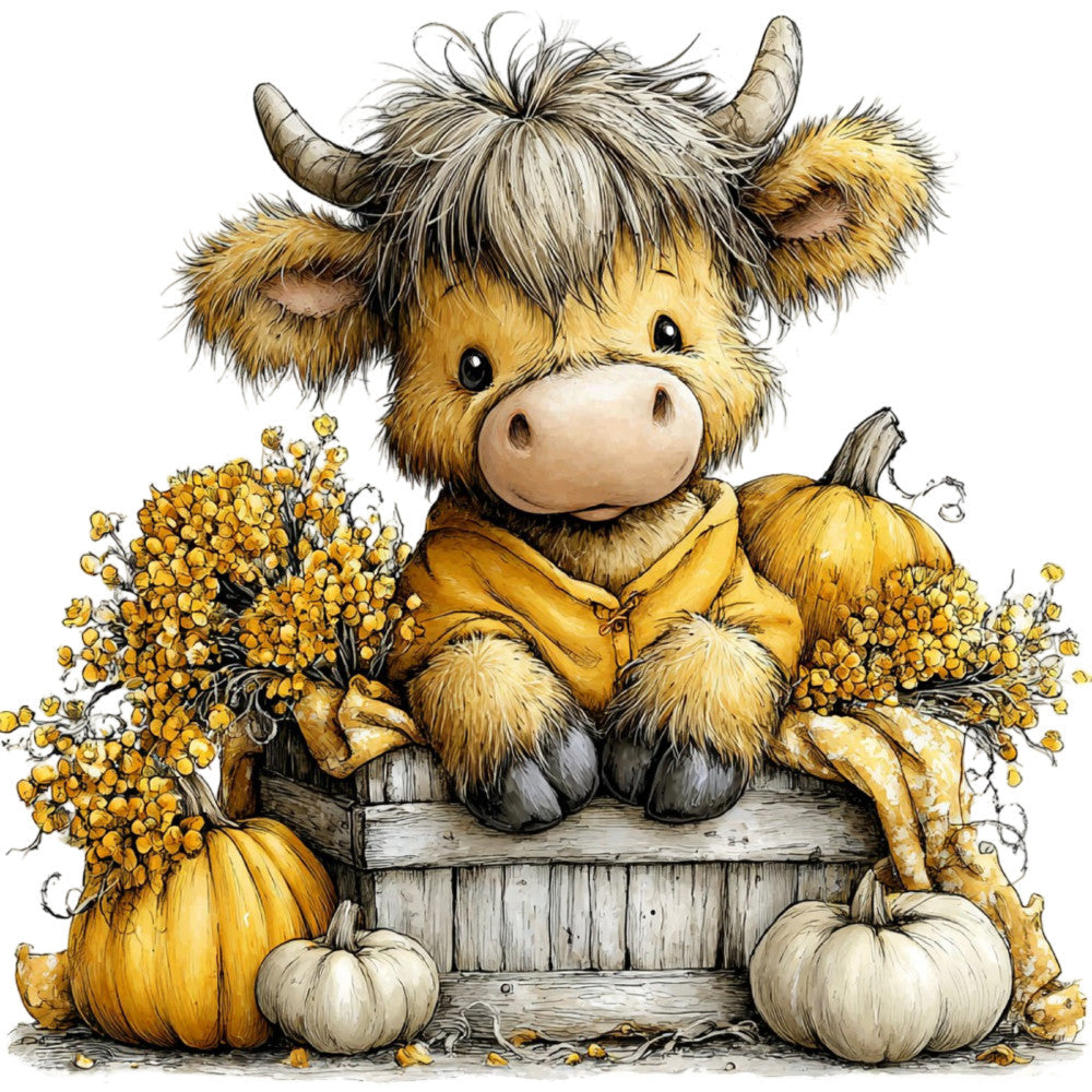 Yellow Highland Cow Fabric Panel 10