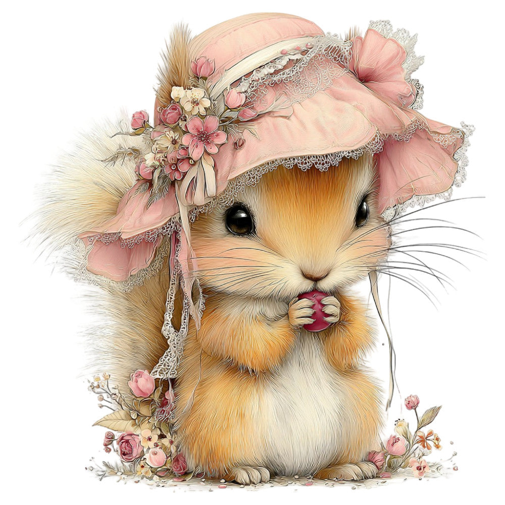 Whimsical Summer Squirrel Fabric Panel 12