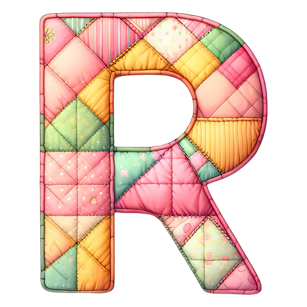 Pink Patchwork Alphabet Fabric Panel 29