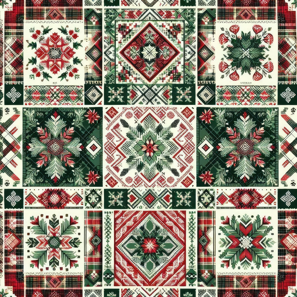Daily Deal: Plaid Christmas Pattern 7 Quilting Cotton Fabric - 45" x 1 Yard"