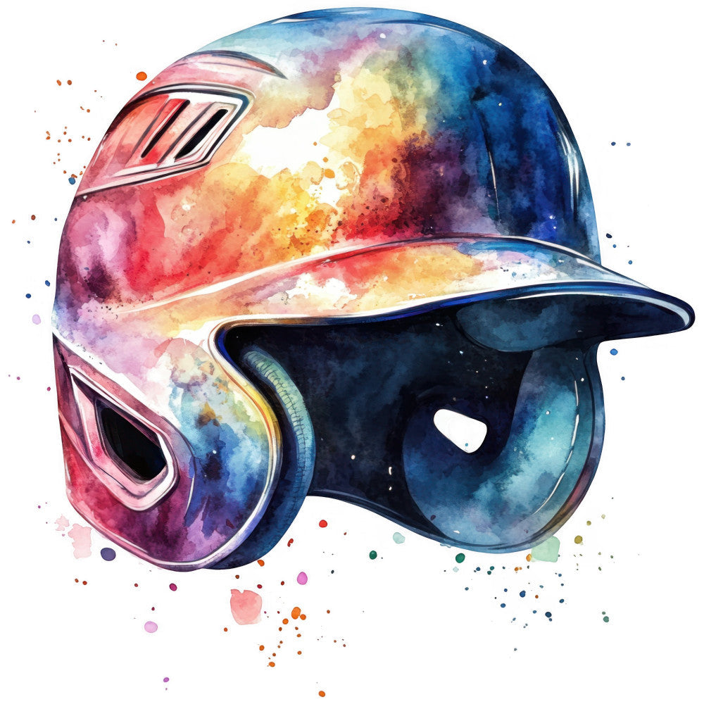 Watercolor Baseball Fabric Panel 8