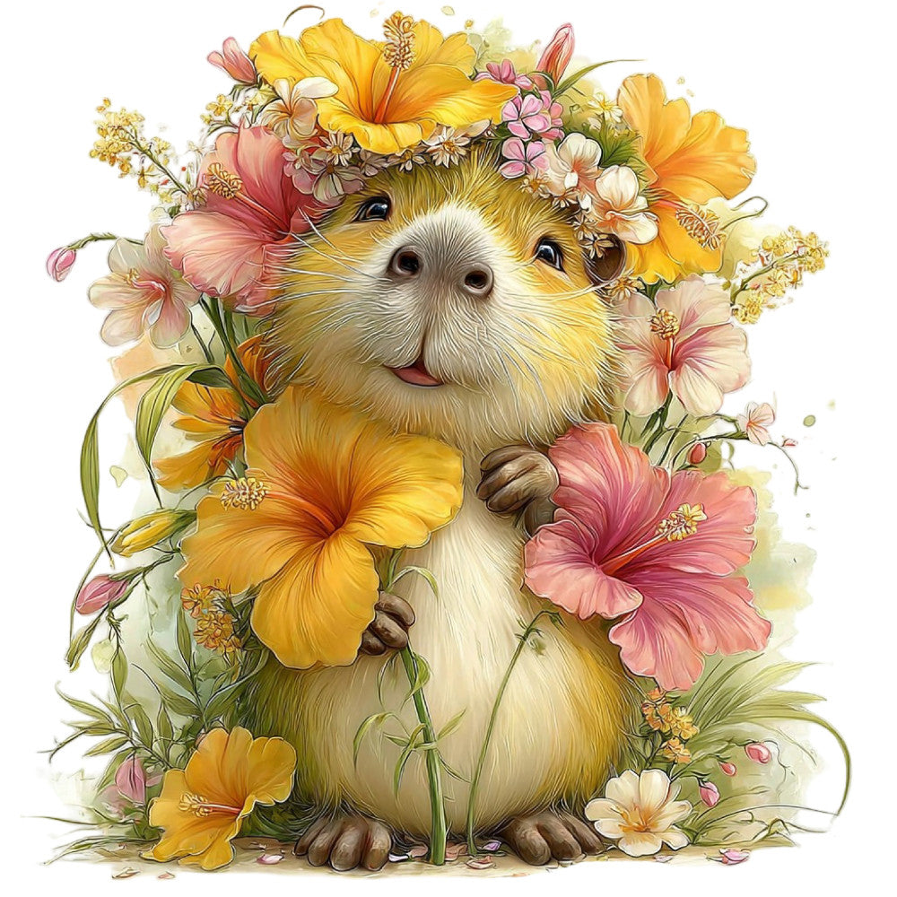 Whimsical Summer Capybara Fabric Panel 6