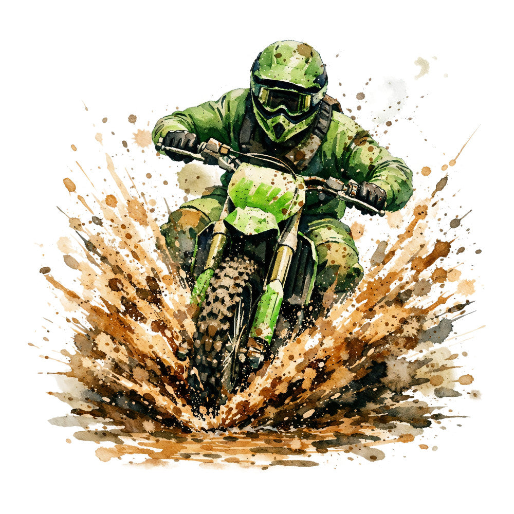 Watercolor Dirt Bike Fabric Panel 12