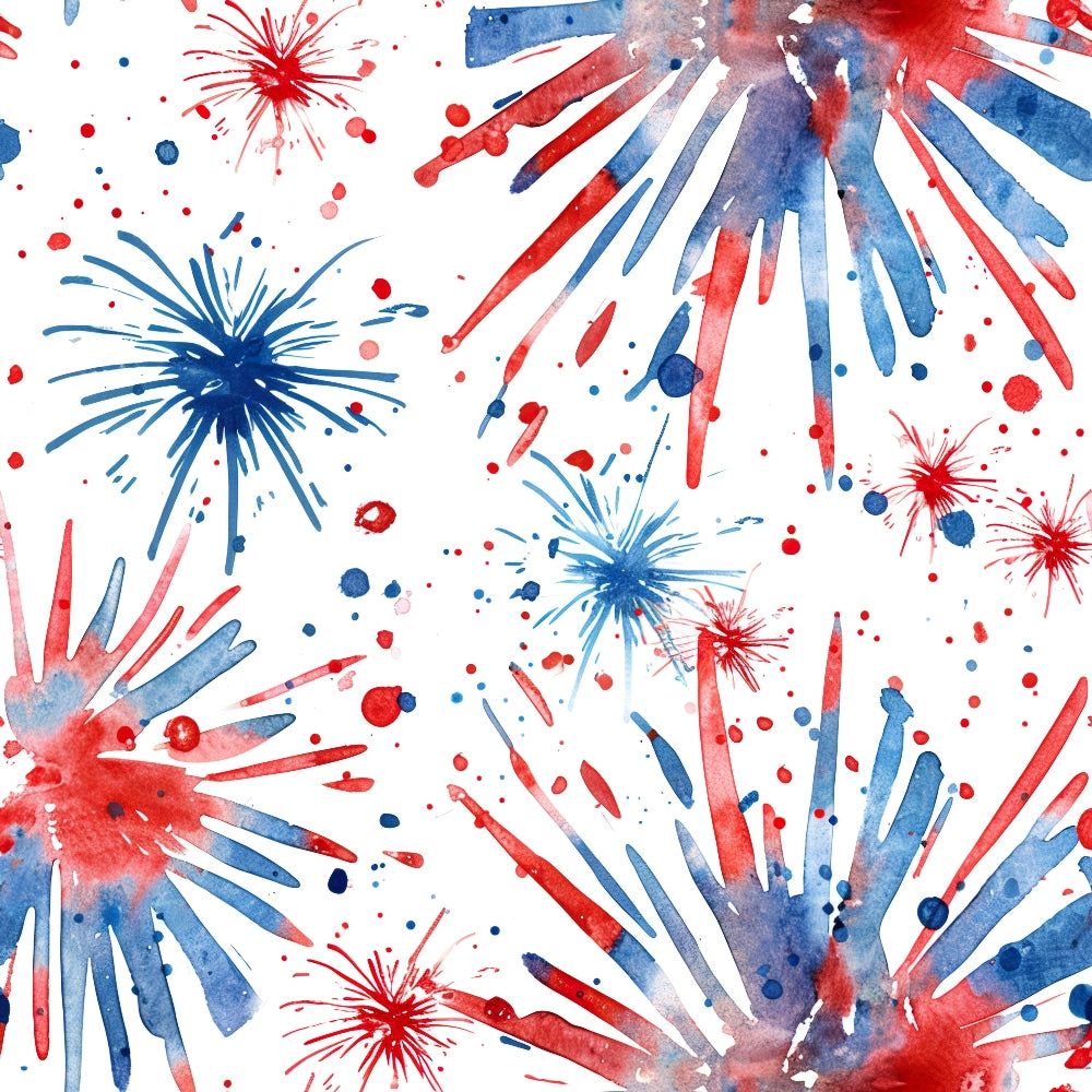 Daily Deal: Watercolor 4th of July Pattern 6 Quilting Cotton Fabric - 118" x 3 Yards"