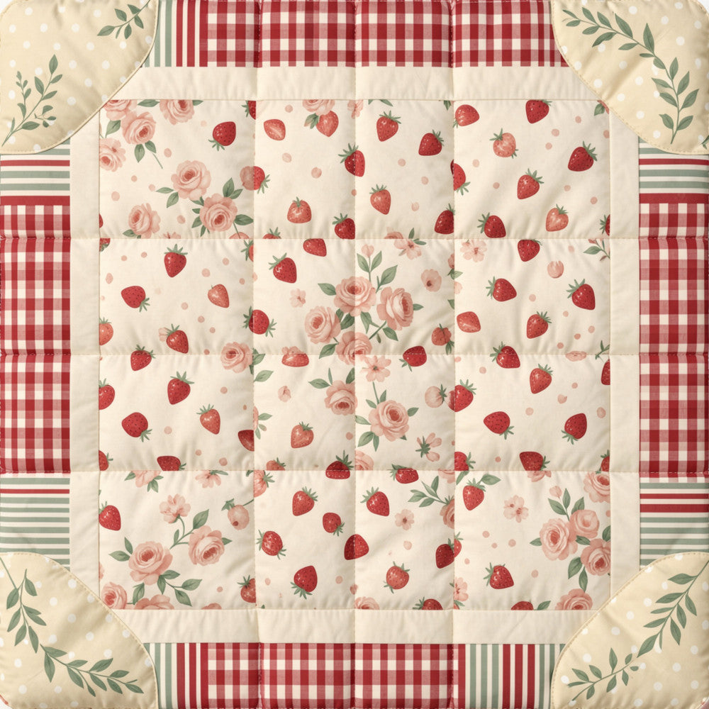 Strawberry Patchwork Fabric Panel 14