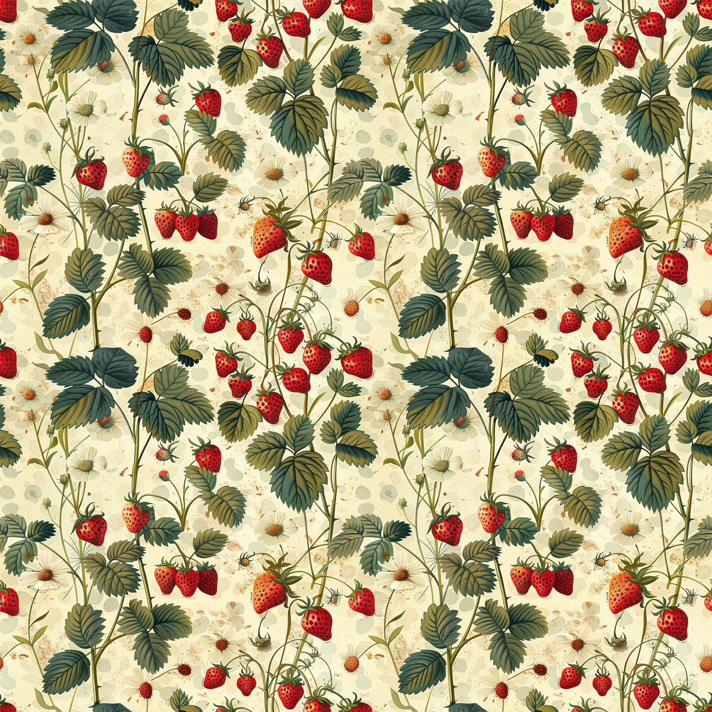 Daily Deal: Vintage Strawberries Pattern 2 Quilting Cotton Fabric - 118" x 1 Yard"