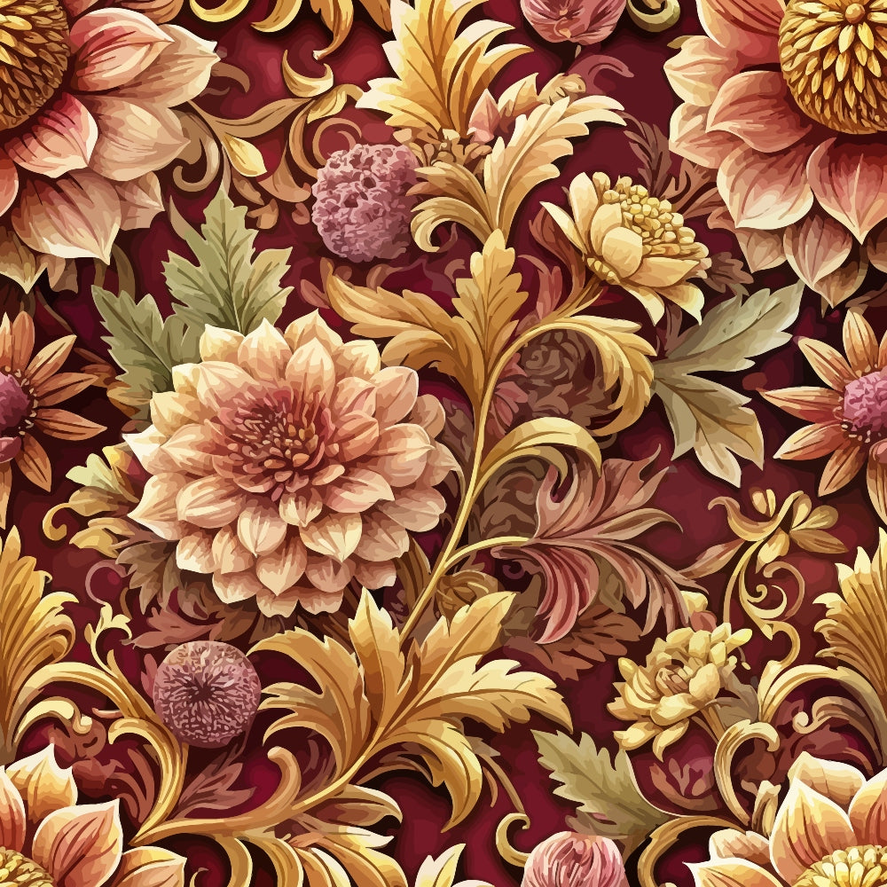 Daily Deal: Baroque Florals Pattern 131 Quilting Cotton Fabric - 45" x 1 Yard"