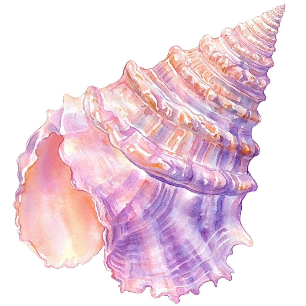 Watercolor Sea Shells Fabric Panel 5