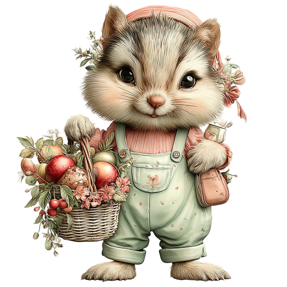Summer Fruit Basket Animals Fabric Panel 14