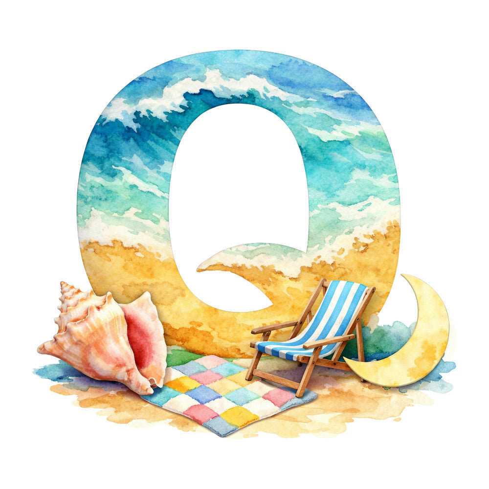 Summer Beach Alphabet Fabric Panel 2