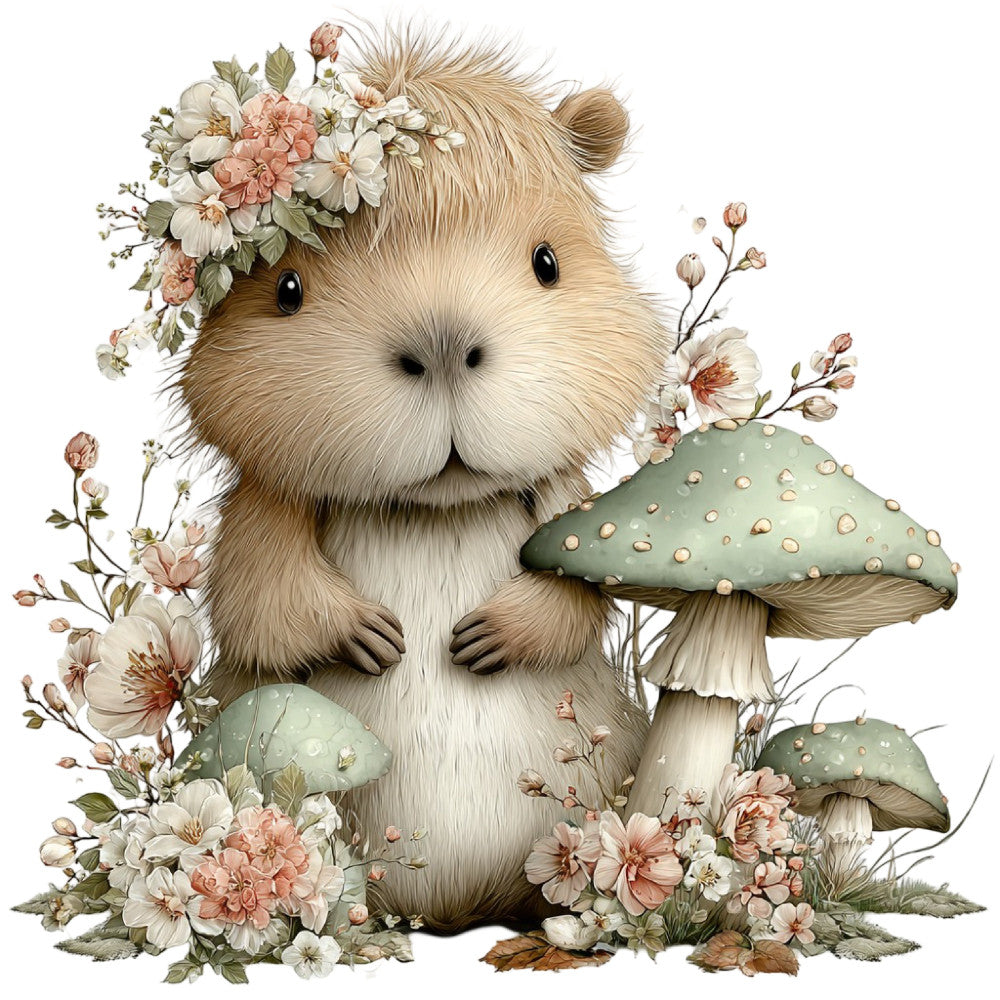 Whimsical Fall Autumn Capybara Fabric Panel 26