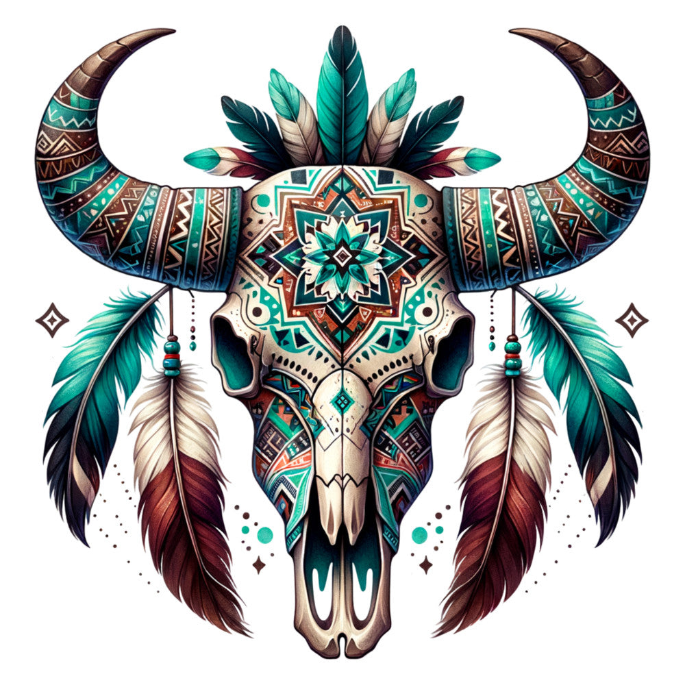 Tribal Skulls Fabric Panel 7