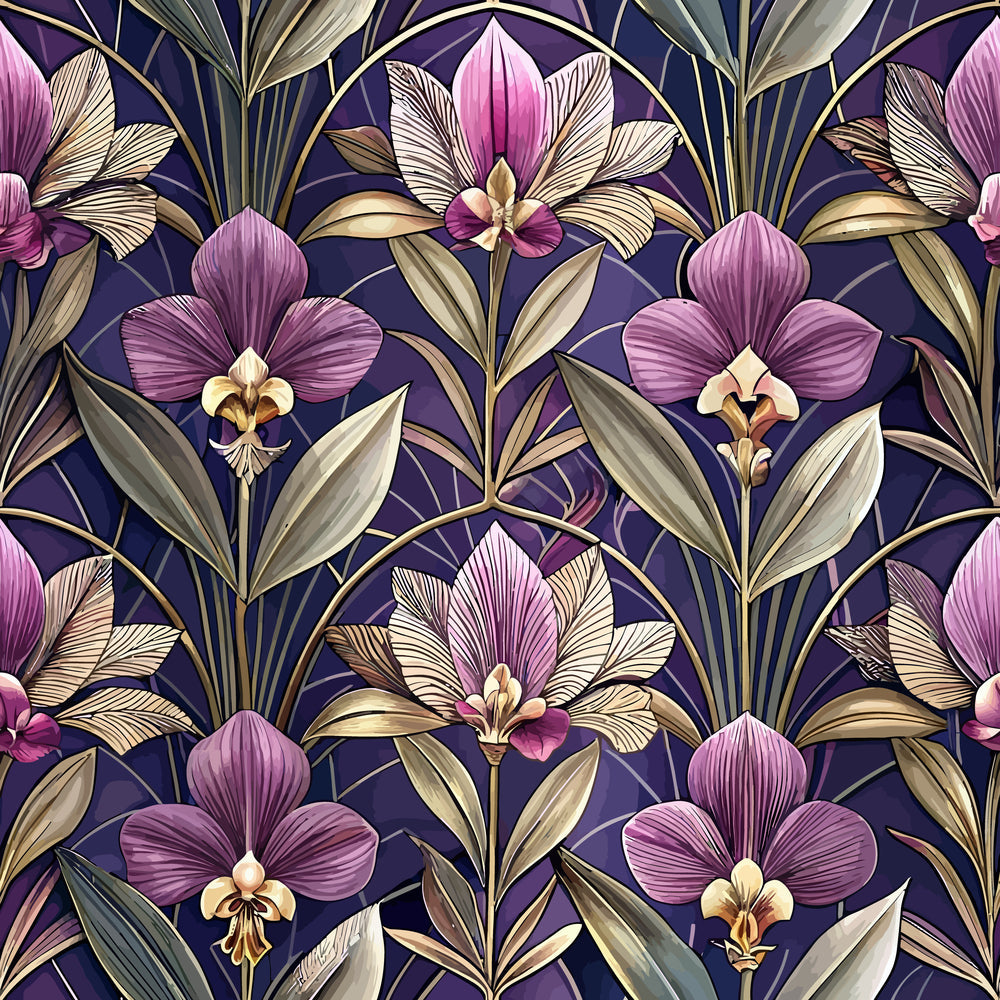 Daily Deal: Art Deco Florals Pattern 22 Quilting Cotton Fabric - 45" x 1 Yard"