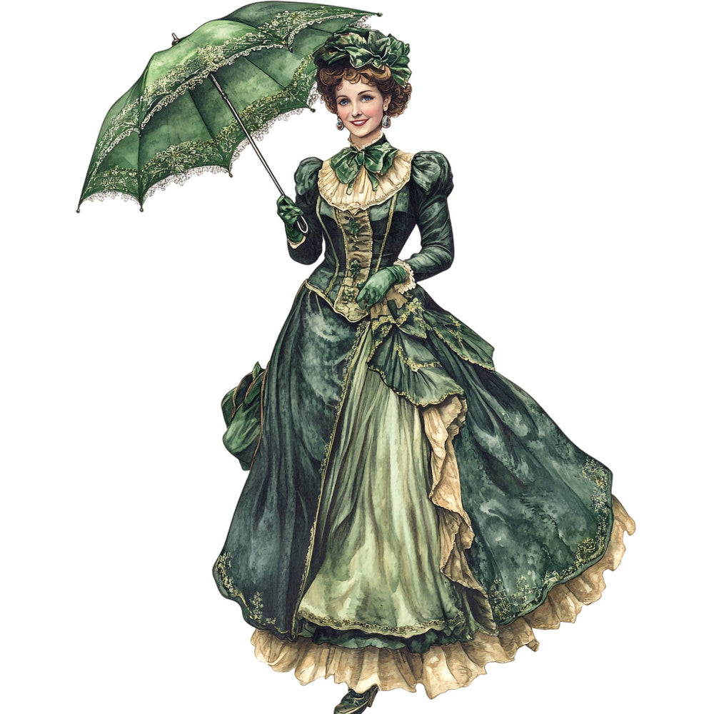 Emerald Victorian Lady Fabric Panel 26