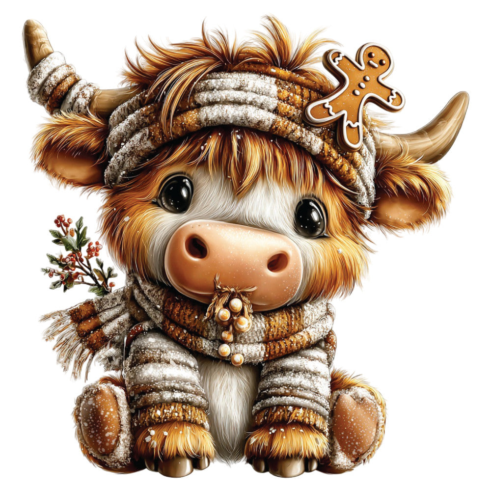 Christmas Highland Cow Fabric Panel 10