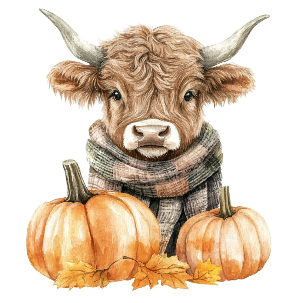 Autumn Highland Cow Fabric Panel 3
