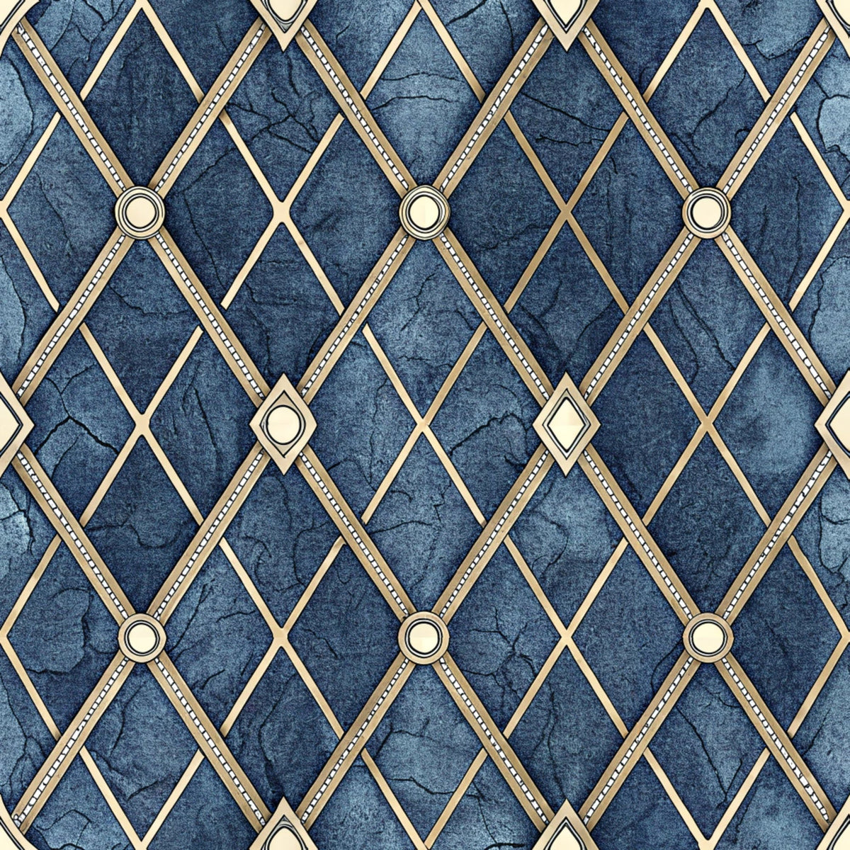 Daily Deal: Royal Blue Azure Pattern 19 Quilting Cotton Fabric - 45" x 1 Yard"