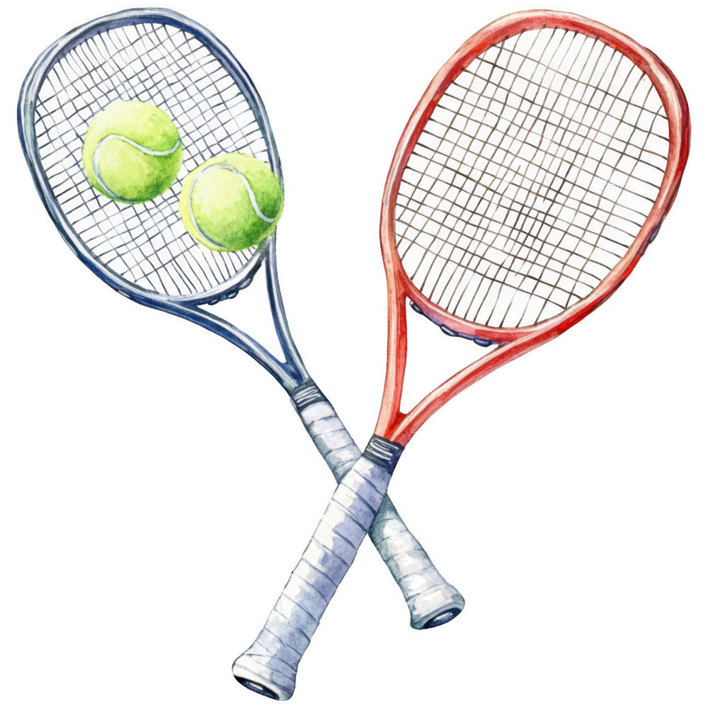 Watercolor Tennis Fabric Panel 11