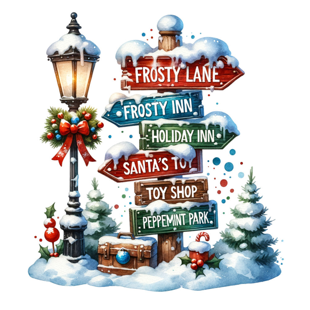 Christmas Signpost Fabric Panel 11