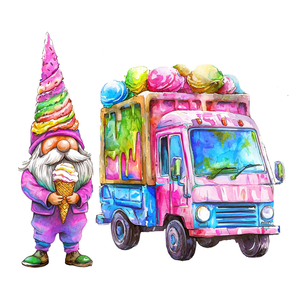 Ice Cream Gnome Fabric Panel 26