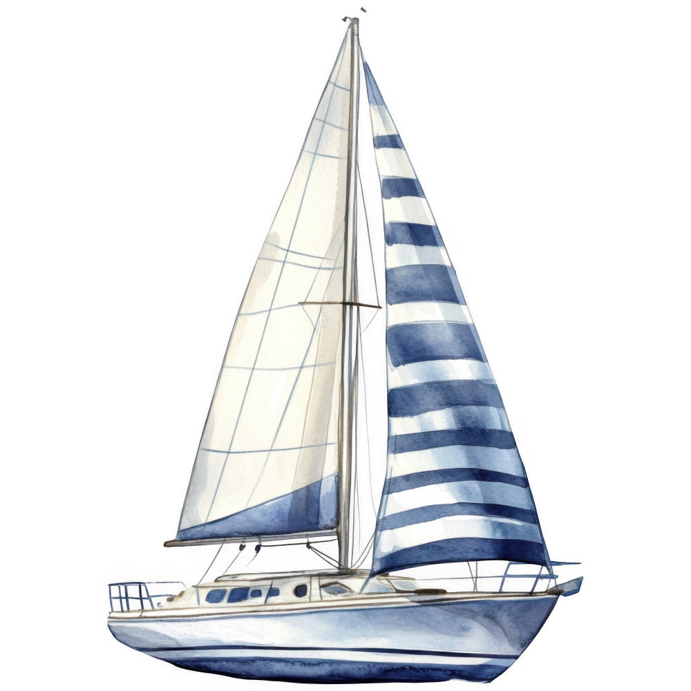 Watercolor Sailing Fabric Panel 8