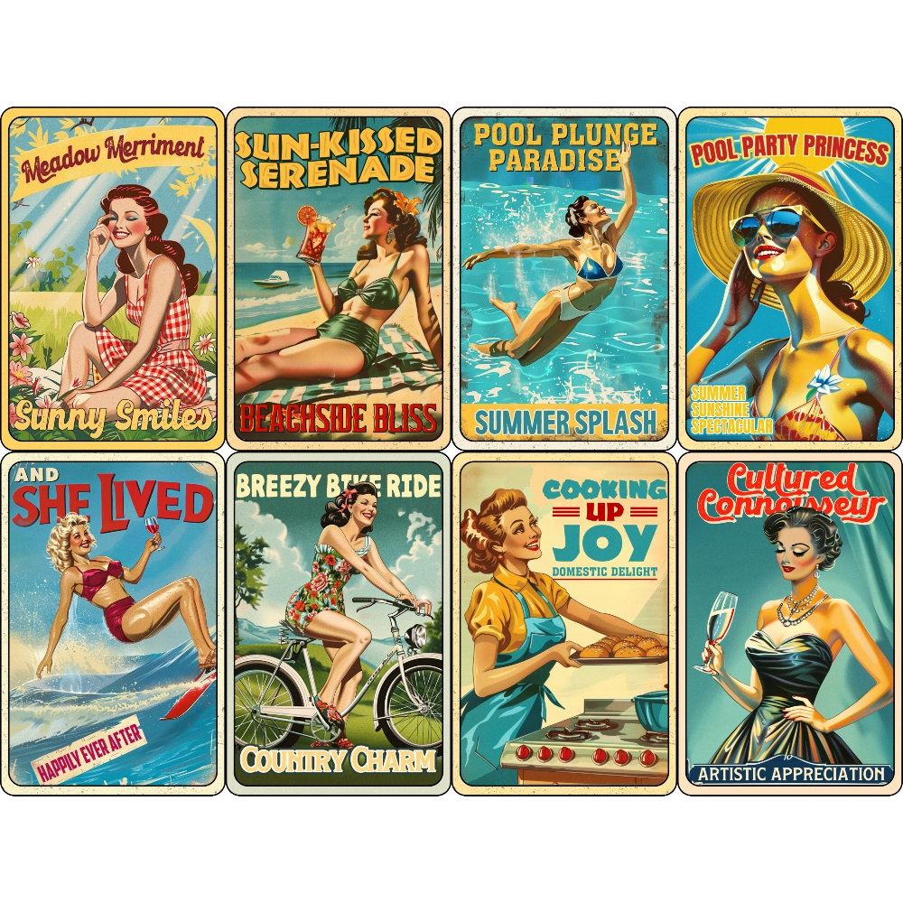 Daily Deal: Pinup Girls Poster Pattern 1 Quilting Cotton Fabric - 45" x 2 Yards"