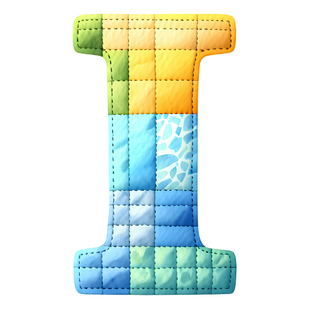 Blue Patchwork Alphabet Fabric Panel 17