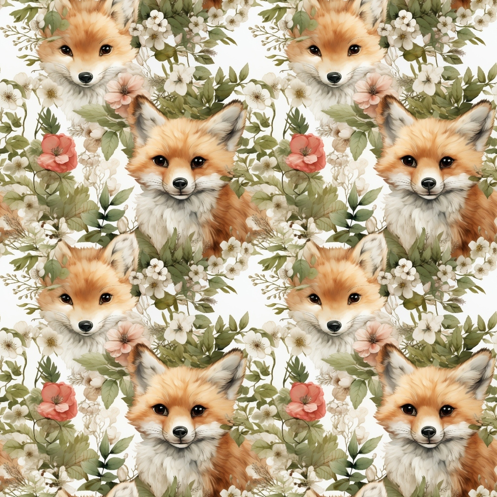 Daily Deal: Woodland Animals Pattern 3 Quilting Cotton Fabric - 45" x 1 Yard"
