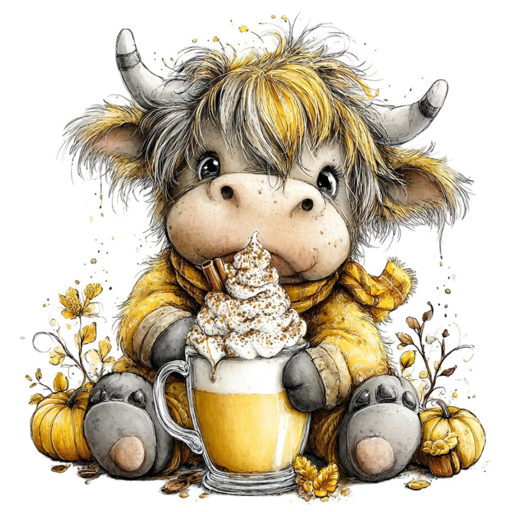 Yellow Highland Cow Fabric Panel 15