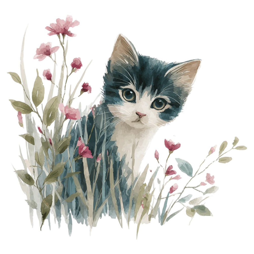 Watercolor Kitten Fabric Panel 25