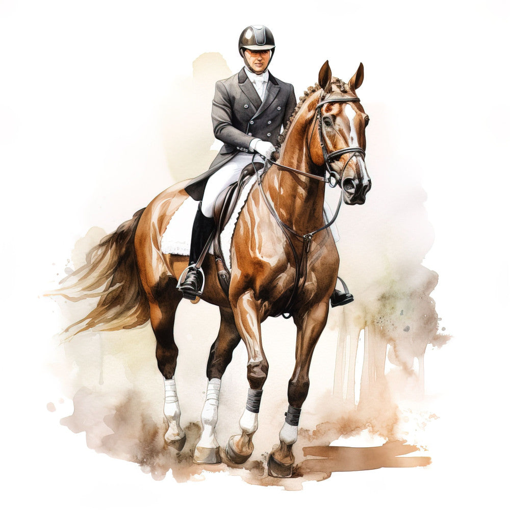Elegant Equestrian Art Fabric Panel 11