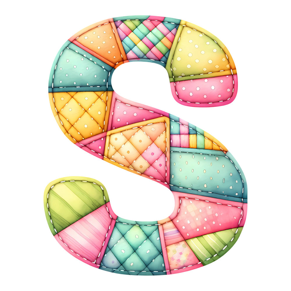 Pink Patchwork Alphabet Fabric Panel 30