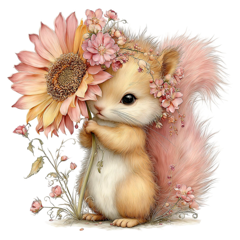Whimsical Summer Squirrel Fabric Panel 41