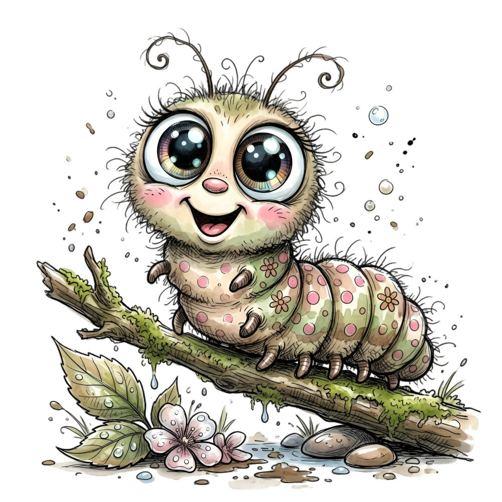Summer Whimsical Caterpillar Fabric Panel 13