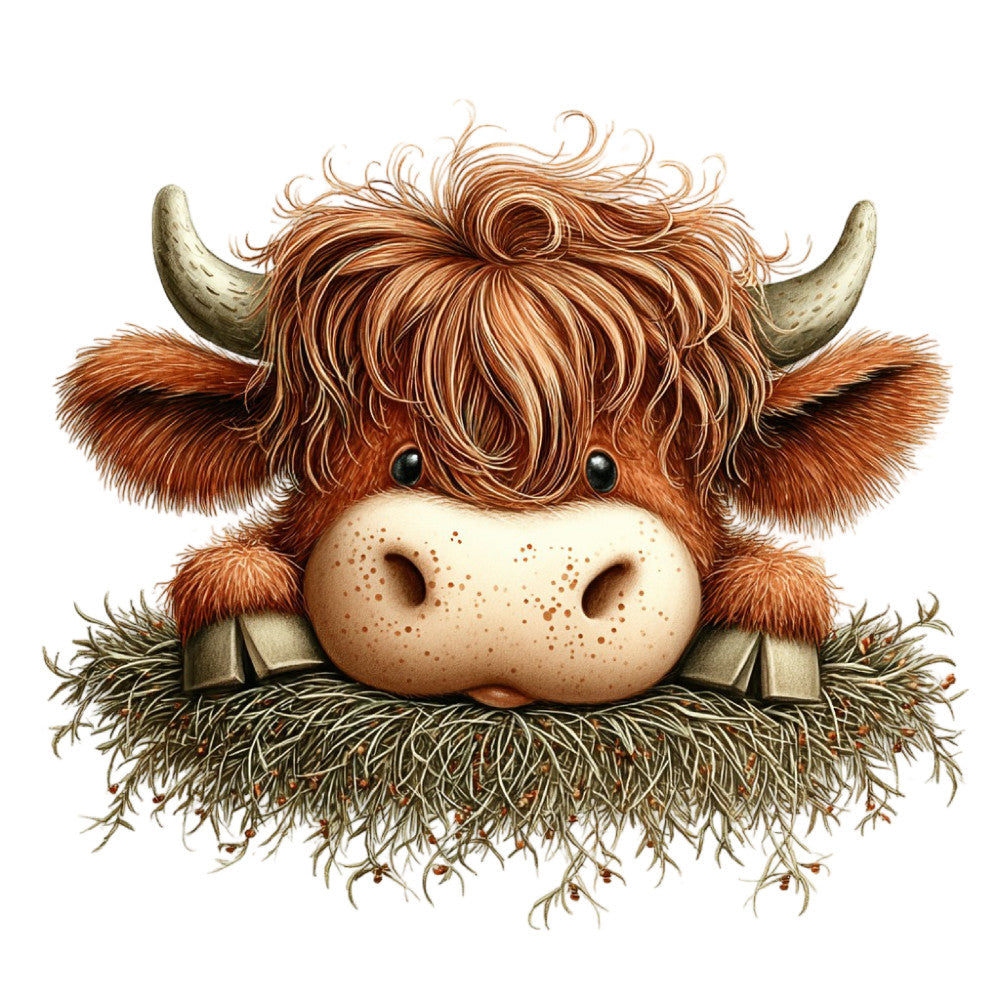Whimsical Autumn Cow Fabric Panel 1